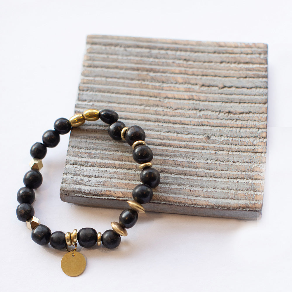 Handmade Kenyan Black and Brass Bracelet