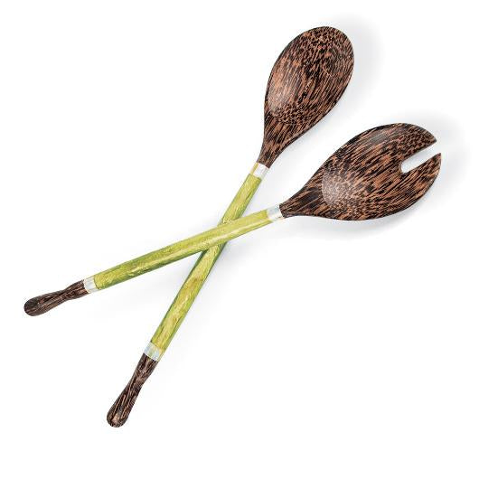 A set of two handmade wooden spoons.