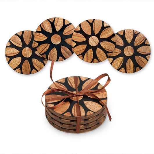 A set of wooden coasters